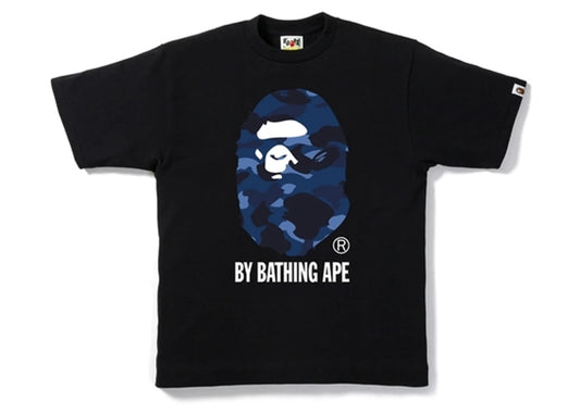 Bape Black Blue Camo Bape Head Tee (X-Large)